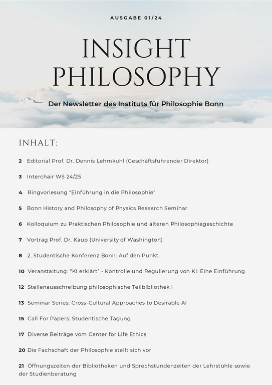 Insight Philosophy - Der Newsletter des Instituts 01/24